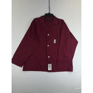 Royal Knight Pajama Shirt Mens XL Burgundy Long Sleeve Button Piping Sleepwear